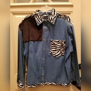 Plus Denim Zebra Shirt 🧥